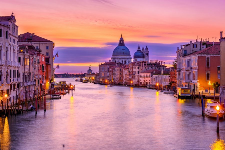 Grand Canal with Basilica di Santa Maria della Salute in Venice,