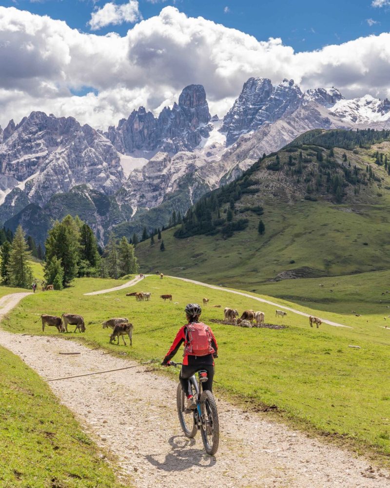 nice and active senior woman riding her electric mountain bike o
