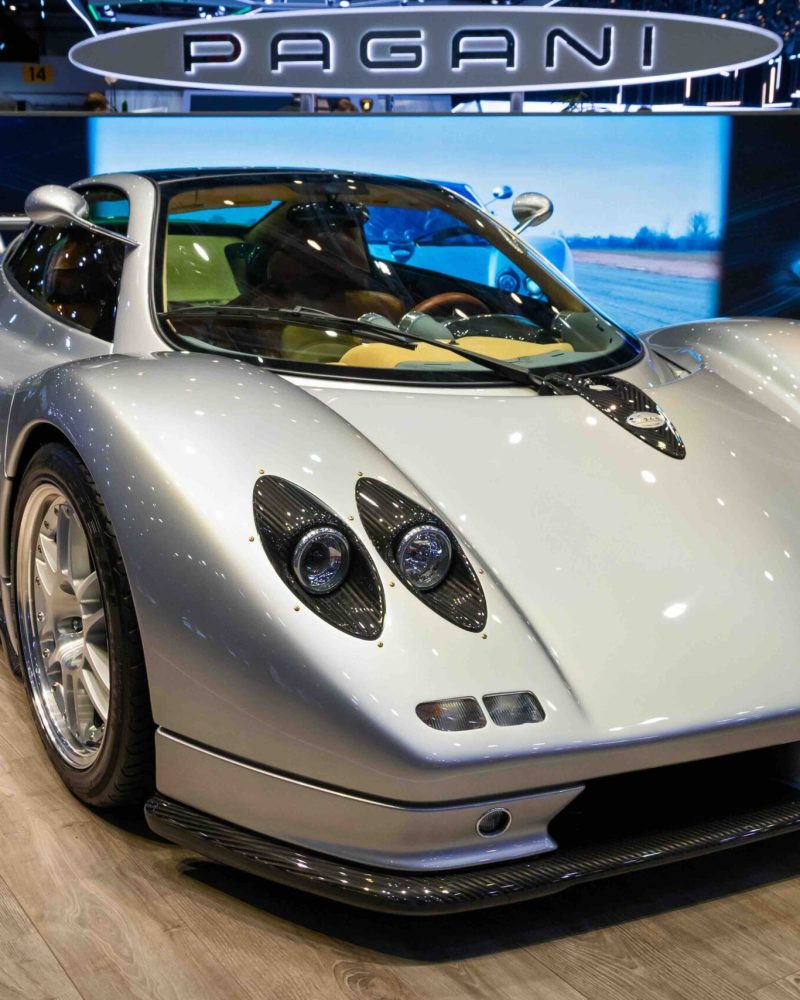 Pagani Zonda C12 sports car at the 89th Geneva International Motor Show. Geneva, Switzerland - March 6, 2019.