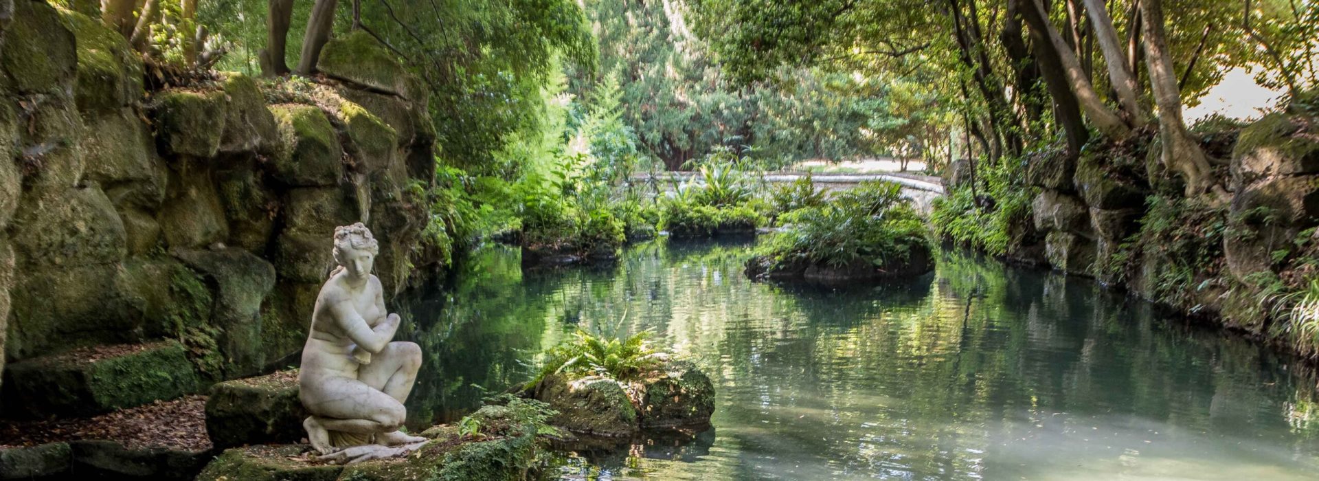 The bath of Venus at English Garden is one of the most scenic corner of Caserta Royal Palace. Caserta, Italy