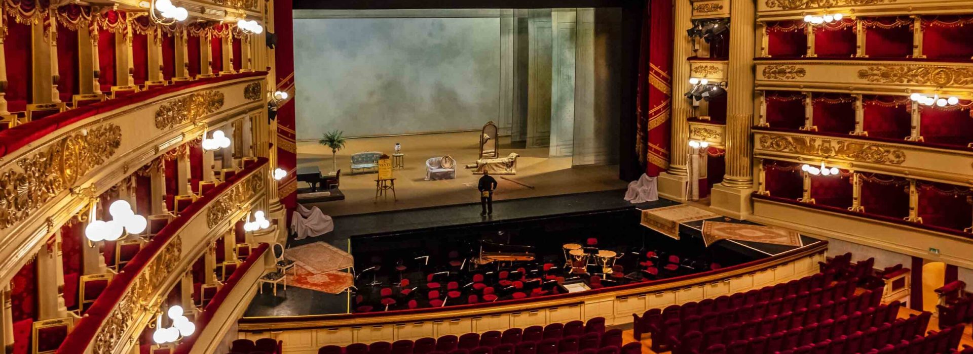 Interior of Main concert hall of Teatro alla Scala, an opera hou